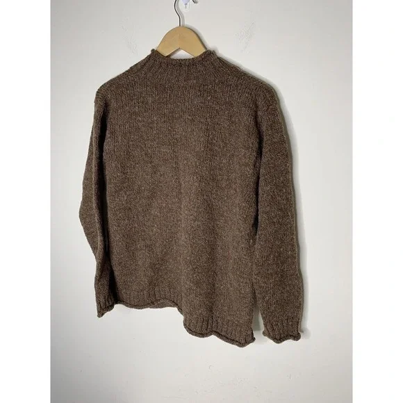 Vintage Sweater Womens Large VNeck Wool Blend Kangaroo Pocket Brown In Knit - Picture 4 of 6